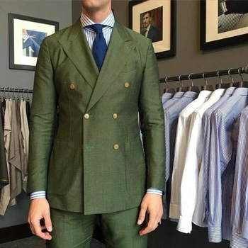 Hivatalos üzletember öltönyök alkalmi blézer Terno kétrészes kabát nadrág csúcsos hajtóka dupla mellű slim fit hombre maszkulinó
