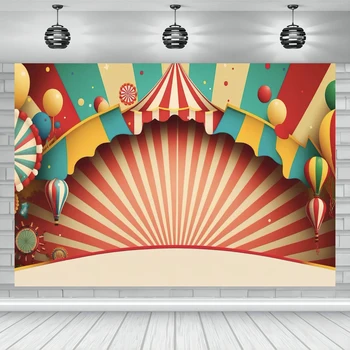 HKFZ Vinyl 3D Cirkuszi színpad háttér Farsangi fotózás Banner Születésnapi zsúr Játék Ház dekoráció Babaváró háttér