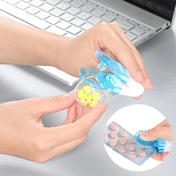  Hordozható tabletta Popper újrafelhasználható szennyezésgátló gyógyszer Pill Taker műtermék szervező Könnyen kivehető tabletták a csomagból