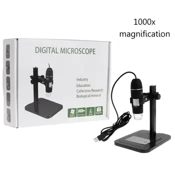 Hordozható USB digitális mikroszkóp 1000X 2MP 8 LED endoszkóp nagyító kamera HD CMOS érzékelő + lift + szabályozó kalibráló állvány
