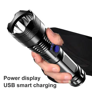  hordozható vízálló beépített akkumulátor LED 3 módok USB újratölthető erős fény zseblámpa taktikai szabadtéri kemping