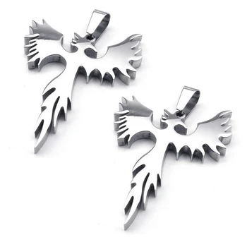 Hot 2X ékszer rozsdamentes acél Phoenix medál 50 cm-es lánccal, nyaklánc férfiaknak, nőknek, ezüst színű