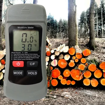 Hot TTKK Két tűs digitális fa nedvességmérő Papír páratartalom tesztelő Faanyag nedves érzékelő Fali higrométer nedvességmérő