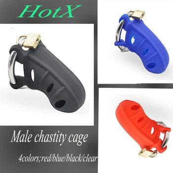 HotX tarka puha szilikon tisztaság kakas ketrec péniszgyűrű zár tisztasági pénisz ketrecek borító szex játék férfi felnőtt játék