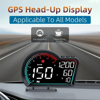 Hud Head-up kijelző Auto Digital Car GPS sebességmérő Kilométer-számláló Sebességtúllépés riasztás Fáradtság Vezetési riasztás Autó tartozékok Elektronika