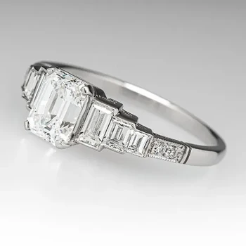 Huitan geometrikus köbös cirkónium luxusgyűrűk nőknek Esküvői eljegyzési szalagok Elegáns kiegészítők Divat szerződéses ékszerek