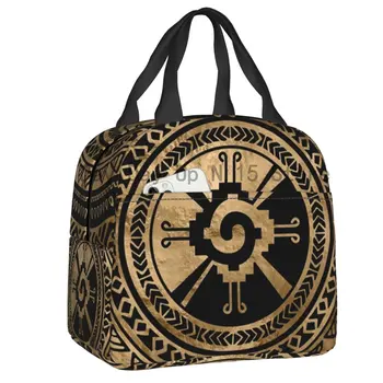 Hunab Ku Mayan szimbólum fekete és arany hordozható uzsonnás doboz nőknek többfunkciós hűtő termikus élelmiszer-szigetelt uzsonnás táska