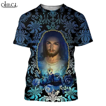 HX Legújabb Uniszex póló Férfi Streetwear Isten Vallás Krisztus Jézus 3D nyomtatás Harajuku rövid ujjú Alkalmi pulóver Drop Shipping
