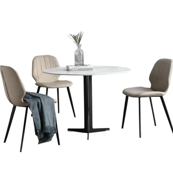 HXL Kőlap Kis kerek asztal Modern egyszerű kerek tárgyalóasztal és szék kombinációja Tárgyalóasztal Tárgyalóasztal