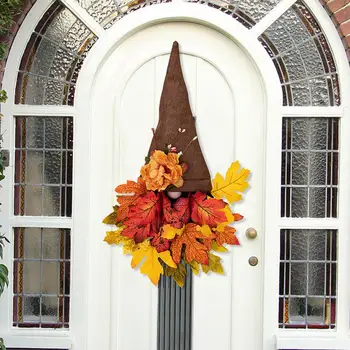 Hálaadás koszorú Mesterséges őszi szüret Kültéri koszorú törpökkel Parasztház otthoni ajtókoszorúk hálaadás ünnepére