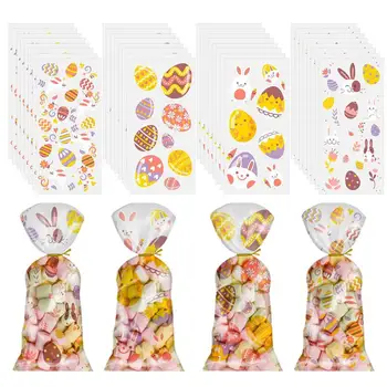 Húsvéti kosár celofán táskák 100db rajzfilm húsvéti ajándéktáskák Candy Goody táskák Húsvéti csomagoló ajándéktáskák sütihez