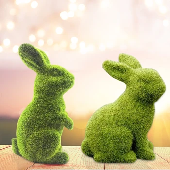 Húsvéti műnövény gyepfű Állat húsvéti nyúl Home Office dísz zöld moha húsvéti nyuszi kültéri kerti dekoráció