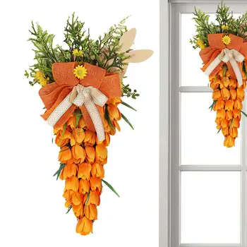 Húsvéti tavaszi koszorú narancssárga sárgarépa alakú húsvéti ajtókoszorú Húsvéti dekoráció fali ajtó akasztó dekoráció beltéri kültéri parasztházhoz Kezdőlap