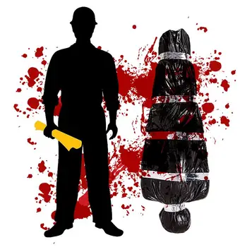 Ijesztő hamis holttest fekete táskában Ijesztő hamis holttest többcélú horror dekorációk kültéri Halloween Party otthoni kiegészítőkhöz