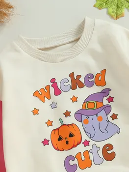 Imádnivaló csecsemő Halloween jelmez kislányoknak - hosszú ujjú legénység nyakú buborékpulóver romper túlméretezett pulóverrel