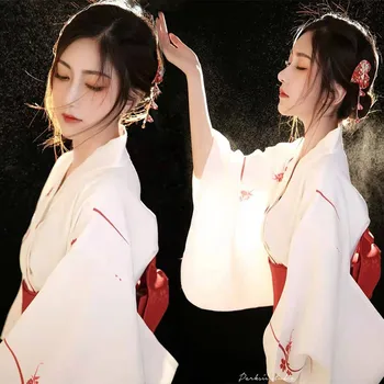 Japán hagyományos kimonó ruha Obi mintával Virág Airy ruhák Jelmez Női Női Gésa Haori Yukata Kimonó ruha öltöny