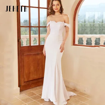 JEHETH Menyasszonyi ruha Elegáns vállról sellős esküvői ruha nőknek Szexi hát nélküli elegáns szatén édes szív ruha