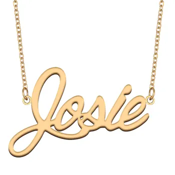 Josie név Nyaklánc nőknek rozsdamentes acél ékszerek arany színű adattábla medál gallérok para mujer betűk choker