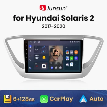 Junsun V1 AI Voice vezeték nélküli CarPlay Android Auto rádió a Hyundai Solaris 2 Verna 2017-2020 4G autós multimédia GPS 2din