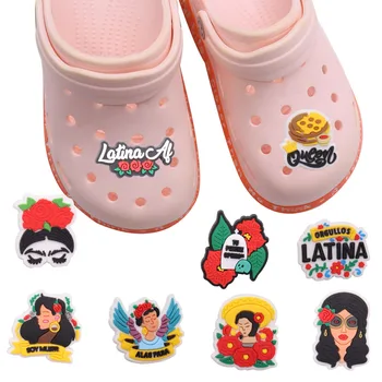 Jó minőségű 1db PVC cipő varázsa Rose Beautiful Girl Latina kiegészítők Gyerekcipő dísz Fit Croc Jibz DIY party ajándék