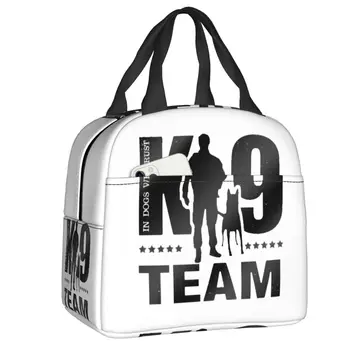 K-9 Team K9 egység Malinois hőszigetelt uzsonnás táska női belga juhászkutya hordozható uzsonnás táskája munkához Iskolai ételdoboz