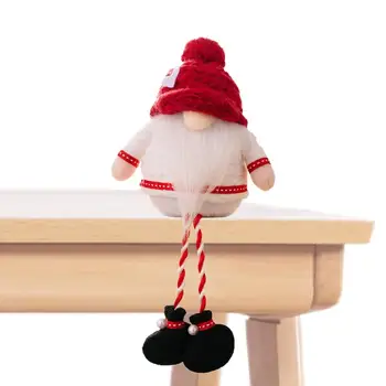 Karácsony Arctalan Gnóm baba Kézzel készített svéd figurák Dekor Aranyos ülő hosszú lábú piros törpék Plüss viseljen szerelmes szív kalapot