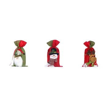 Karácsony Nagy ajándéktáskák húzózsinór 3D Mikulás hóember cukorka tasak Gyerekek karácsonyi dekoráció Újévi rénszarvas zsáktáska