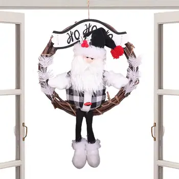 Karácsonyi ajtóakasztó Karácsonyi Mikulás hóember jávorszarvas baba koszorú üdvözlő ajtó akasztók rattan dekoratív koszorú ajtóhoz