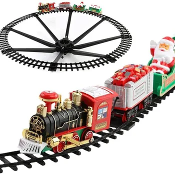 Karácsonyi elektromos vonat szett beltéri karácsonyfa pálya Autós játék karácsonyi dekorációs vonatok Noel ajándék kerek vasúti vonat körhinta