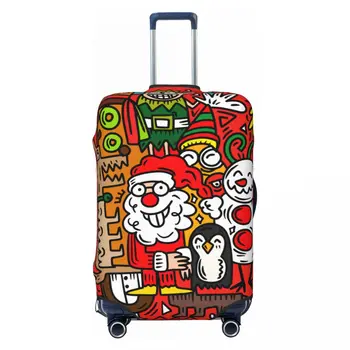 Karácsonyi firka Bőrönd borító Ünnepi Mikulás Rajzfilm Praktikus poggyász kiegészítők Hajózási utazás védelme