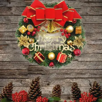 Karácsonyi koszorú masnival Karácsonyi dekorációs ajtó lógó rattan dísz koszorú Karácsonyi díszek Lakberendezés