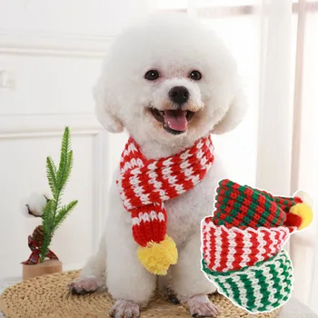 Karácsonyi kutyasál nyakörv téli meleg kötött aranyos kisállat sál újévi kisállat sál kis, közepes kutyának Chihuahua kutya kiegészítők