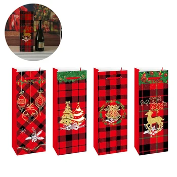 Karácsonyi nátronpapír zacskók Borosüveg táskák Ajándéktáskák Karácsonyi kraft újévi karácsonyi dekorációs ajándéktáskák