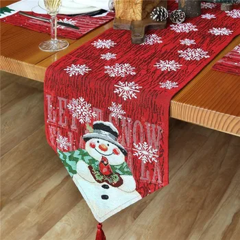 Karácsonyi parti vászon asztali futó Boldog karácsonyi díszek otthonra 2023 Hóember karácsonyfa asztali futó Boldog új évet 2024