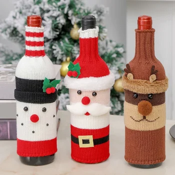 Karácsonyi pulóver borosüveg borító kézzel készített borosüveg pulóver karácsonyi díszekhez-karácsonyi pulóver party dekoráció