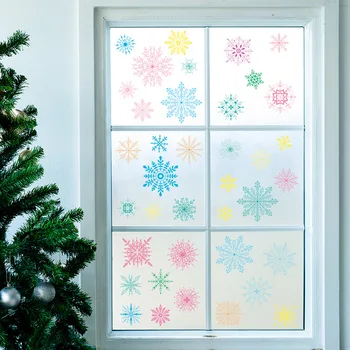 Karácsonyi statikus UV színű hópehely üveg ablakmatricák otthoni háttérdekorációhoz Fali matricák Lakberendezés fali dekoráció