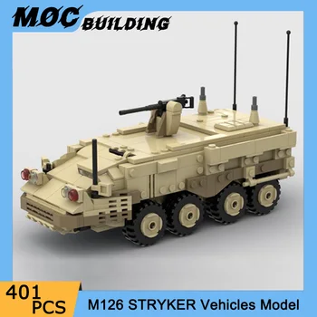 Katonai sorozat MOC építőelemek Tégla gyalogsági hordozó jármű M126 Stryker modell DIY gyűjtemény játékok Karácsonyi születésnapi ajándékok
