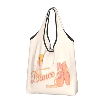 Kawaii Aranyos balerina bevásárlótáskák Hordozható balett-táncos Tánc élelmiszerboltok vállvásárló táska