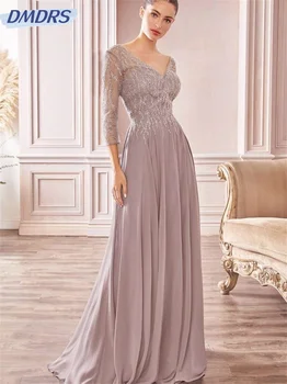 Kecses sifon A menyasszony anyja ruhák 2024 Fényes gyöngyök báli ruha Romantikus földig érő estélyi ruha Vestidos De Novia