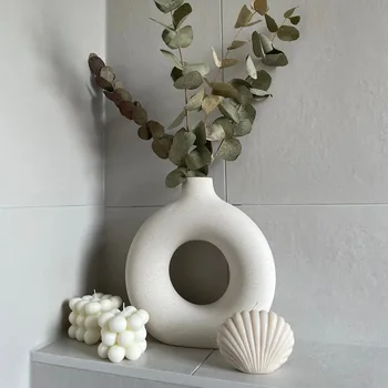 Kerámia váza kör Nappali Lakberendezés Dísz Kreatív kézművesség Nappali Beltéri iroda Asztali Fánk virágcserép