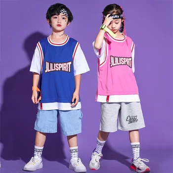 Kids Cool Hip Hop Performance Dance Ruhák lányoknak Jazz Dance jelmezek Boys Street Dancewear Színpadi Kpop ruhák SL5198