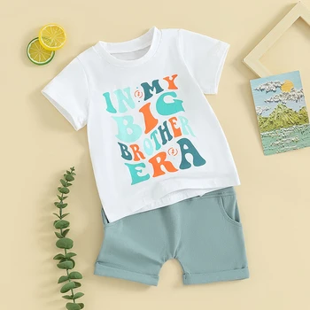 Kisfiú lány nyári ruhák Uniszex ruhák színes levélnyomtatás rövid ujjú póló rövidnadrág 2db szett 0-4 évre