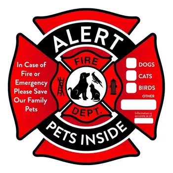 Kisállat belül matrica 4 csomag kisállat riasztás biztonsági tűzmentési matrica matrica mentés macska kutya háziállatok tűzben vészhelyzetben Tűzoltók