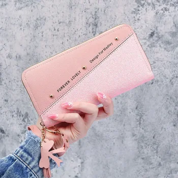 koreai változat hosszú pénztárca női divat egyszerű cipzáras pénztárca nagy kapacitású többkártyás kártyatáska női szín kontraszt