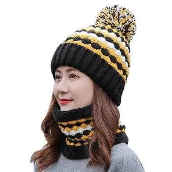 koreai változat plusz bársony vastag kötött meleg kalap téli kalap női kerékpáros szélálló fülvédő nyak gyapjú kalap nagykereskedelem