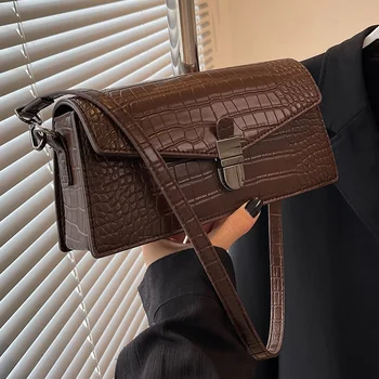 Krokodil mintás PU bőr crossbody táskák nőknek 2022 őszi divat válltáska Luxus márkájú kézitáskák és pénztárcák női