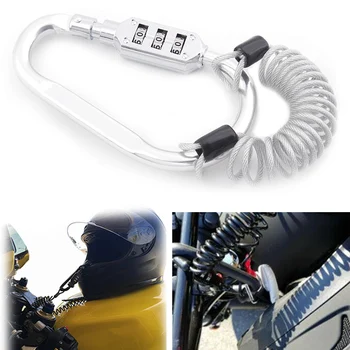  króm motorkerékpár sisak biztonsági zár T-bar 3 számjegyű kombinált kábel biztonsági reteszelő lánc Harley Honda BMW Dirt Bike-hoz