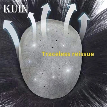 Kuin Men Toupee emberi hajpótló rendszerek Természetes hajfestékrendszer Bőr parókák férfiaknak Lélegző férfi kapilláris protézis