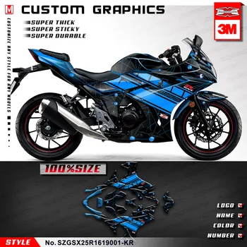 KUNGFU GRAFIKA Motorkerékpár matrica készlet Vinyl Wrap versenymatrica Suzuki GSX250R 2016 2017 2018 2019 2020 kék