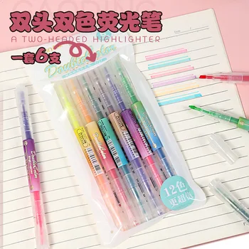 Kétfejű kiemelő kétsoros körvonalas toll tanulói kulcsjelölő toll színes jelölő toll kétfejű kétszínű toll